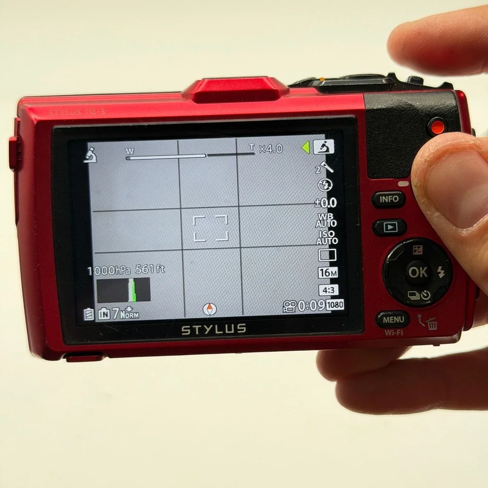 Olympus Stylus Tough TG-3 Red Digital Camera Waterproof GPS WiFi Bundle Tested